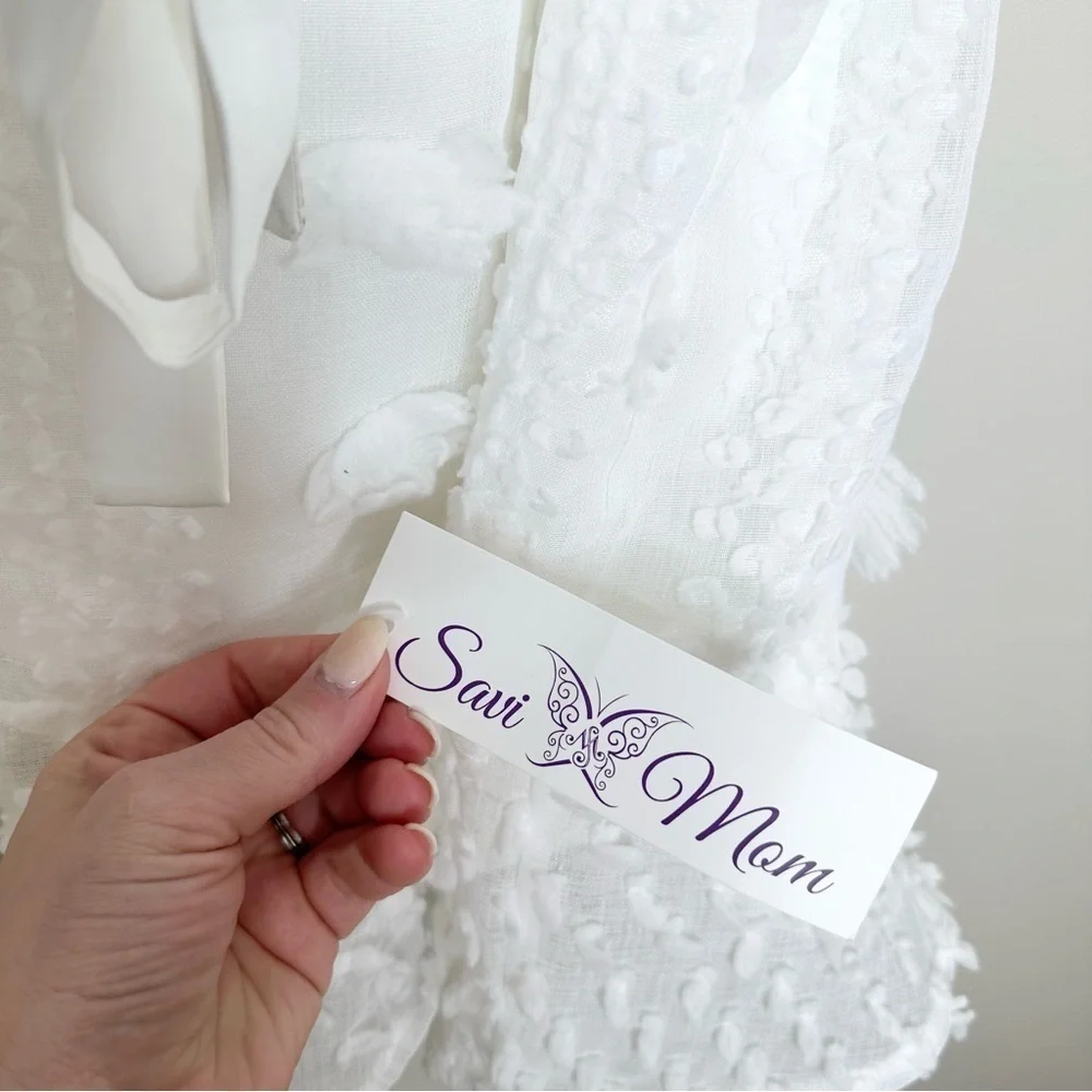 NWT Savi Mom Large Aurora Embellished Belted Maternity White Dress - Picture 9 of 9